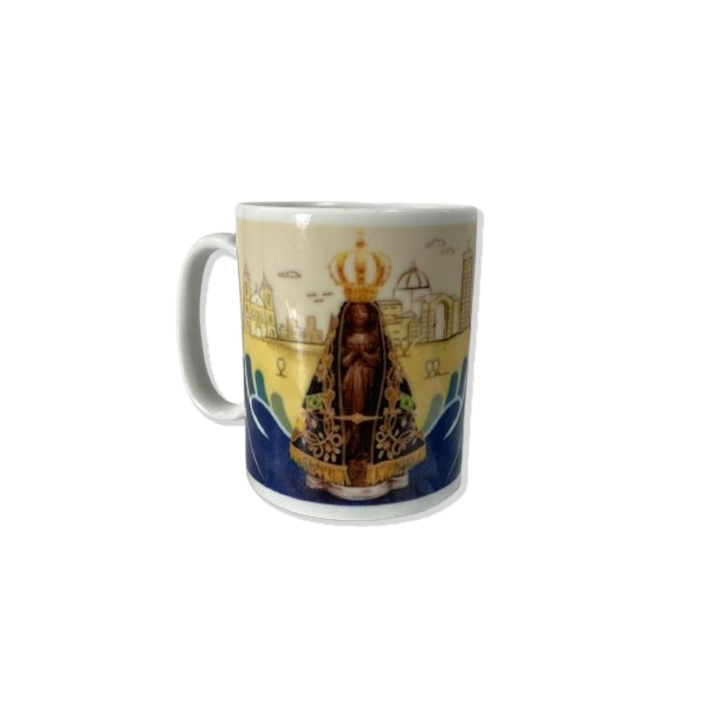 CANECA DE PORCELANA NOSSA SENHORA APARECIDA BRANCA M40 (1 UNIDADE)