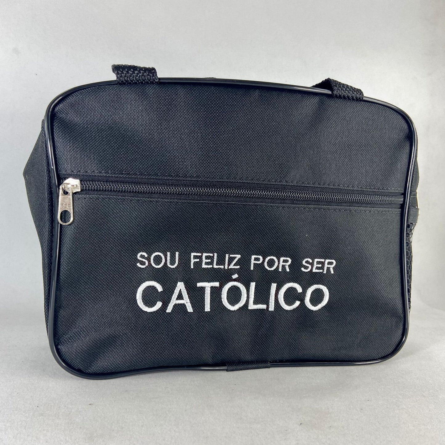 BOLSA PORTA BIBLIA SOU FELIZ POR SER CATÓLICO 20X25 (1 UNIDADE)