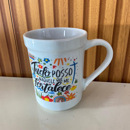 CANECA BRANCA TUDO POSSO NAQUELE... 220ML (1 UNIDADE)
