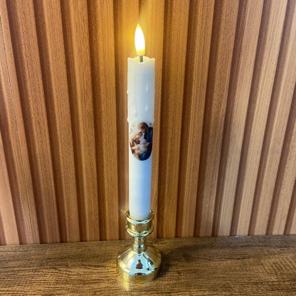 VELA ELETRÔNICA PALITO COM PEDESTAL SAGRADA FAMÍLIA 25CM (1 UNIDADE)