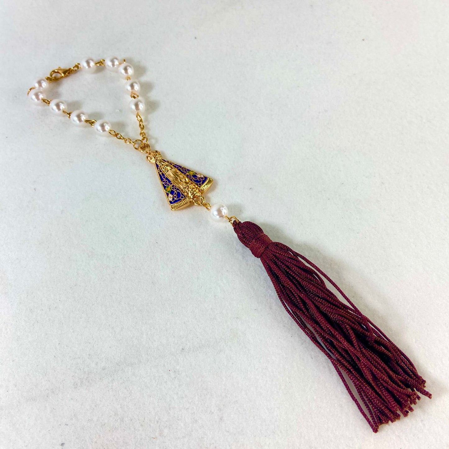 DEZENA PARA CARRO NOSSA SENHORA APARECIDA PEROLA 08MM (6 UNIDADES)
