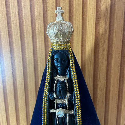 IMAGEM DE GESSO NOSSA SENHORA APARECIDA COM MANTO E STRASS MOD2 33CM  (1 UNIDADE)