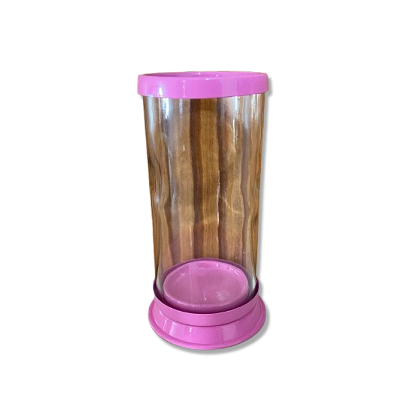 PORTA VELA DE VIDRO G ROSA 18CM (1 UNIDADE)