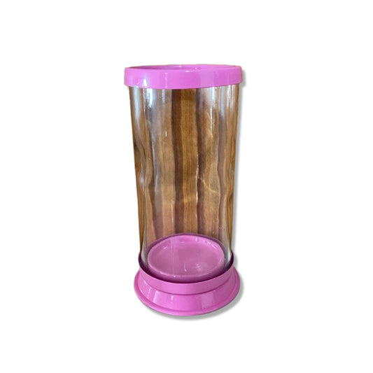 PORTA VELA DE VIDRO G ROSA 18CM (1 UNIDADE)