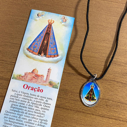 CORDÃO COM MEDALHA RESINADA NOSSA SENHORA APARECIDA (1 UNIDADES)