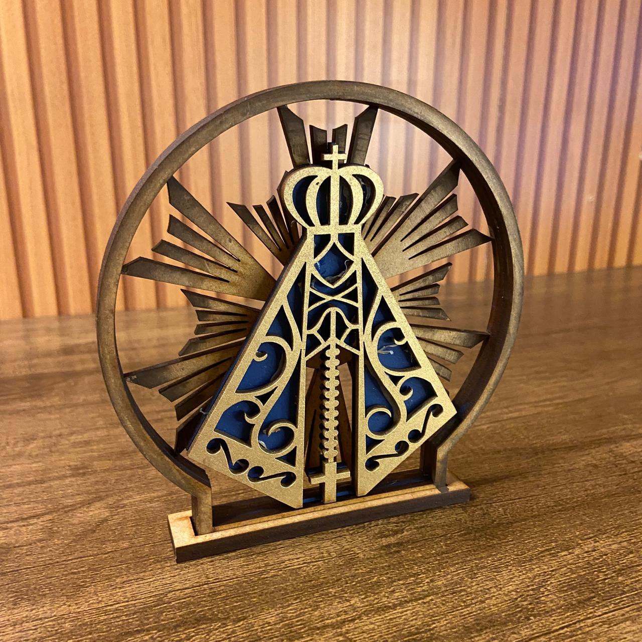 ADORNO DE MESA MDF MANDALA NOSSA SENHORA APARECIDA 14,5CM (1 UNIDADE)