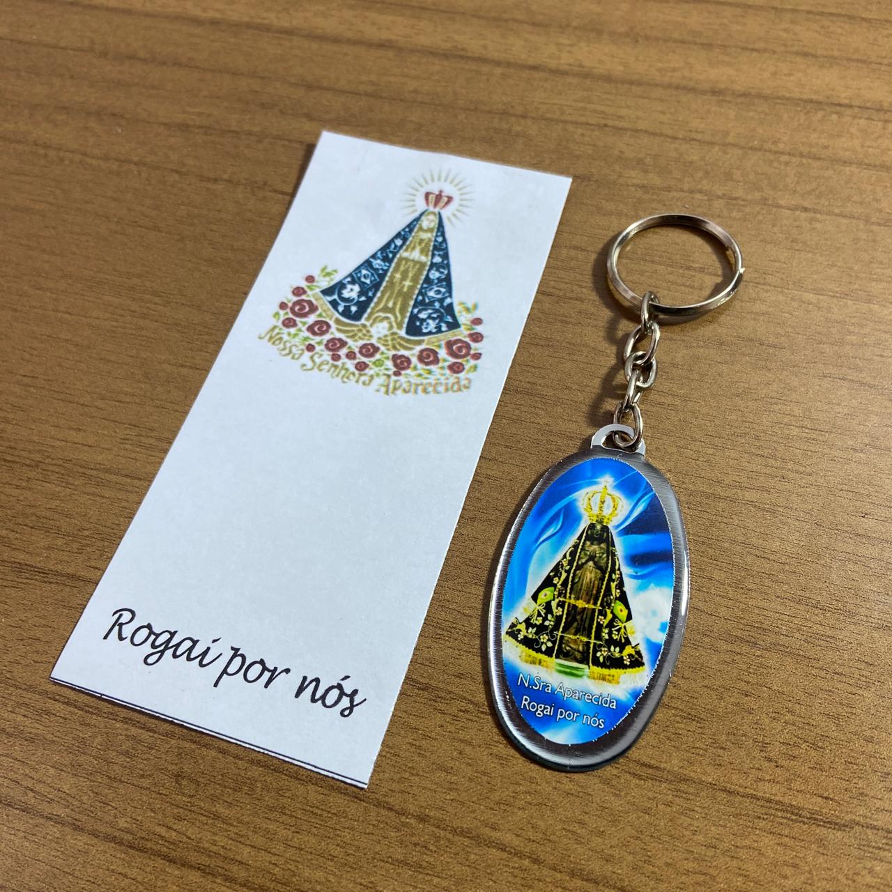 CHAVEIRO METAL OVAL RESINADO NOSSA SENHORA APARECIDA (6 UNIDADES)