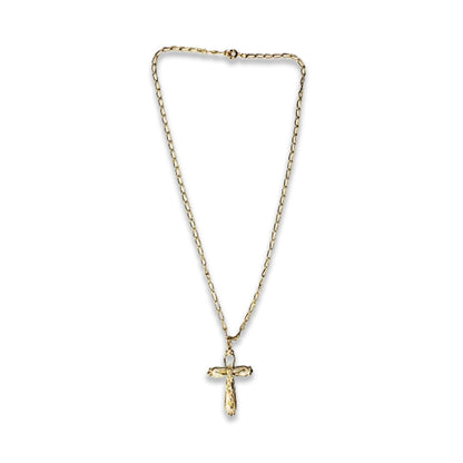 CORRENTE DOURADA COM CRUCIFIXO BRANCO   (3 UNIDADES)