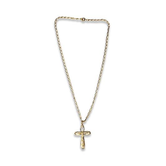 CORRENTE DOURADA COM CRUCIFIXO BRANCO   (3 UNIDADES)