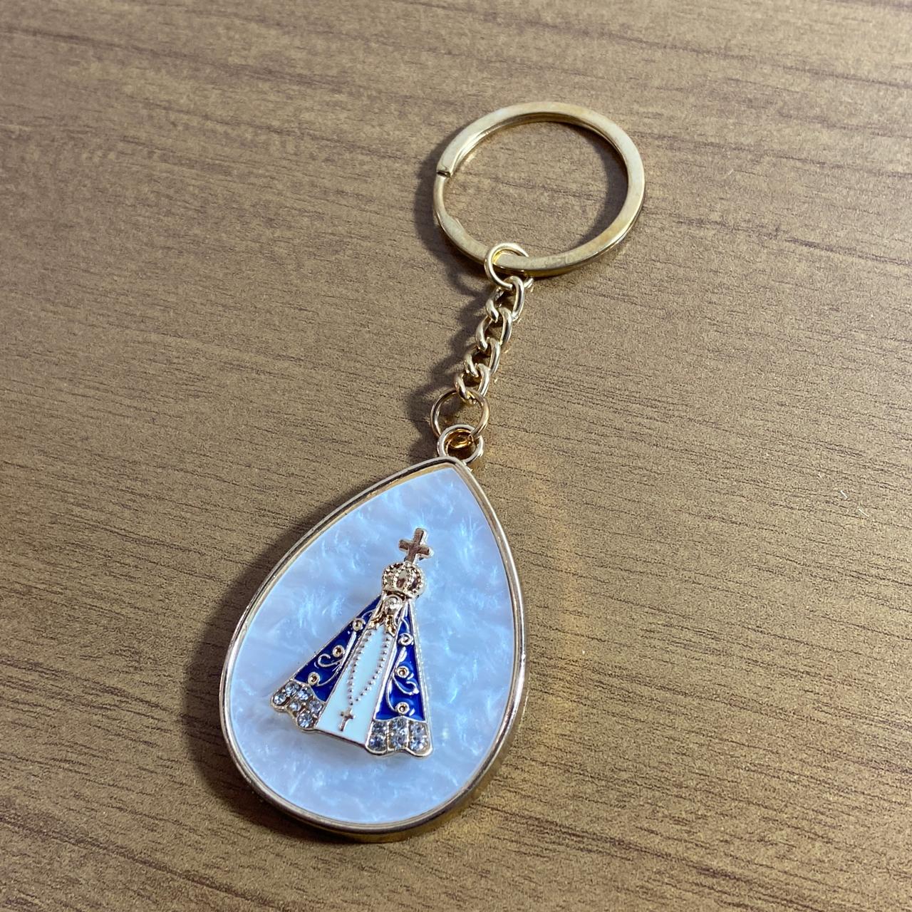 CHAVEIRO LUXO NOSSA SENHORA APARECIDA GOTA MADREPÉROLA (6 UNIDADES)