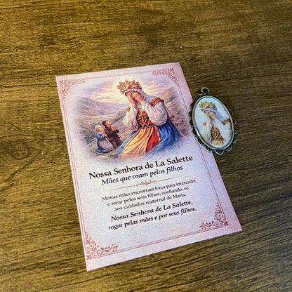 MEDALHA OURO VELHO RESINADA NOSSA SENHORA DE SALETTE (01 UNIDADE)