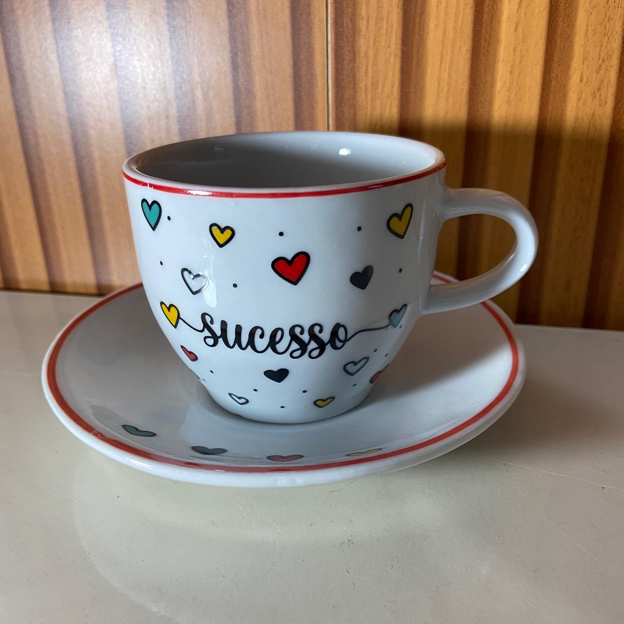 XÍCARA COM PIRES SUCESSO MOD2 200ML (1 UNIDADE)