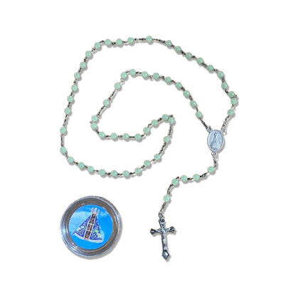 TERÇO FLUORESCENTE NOSSA SENHORA APARECIDA E SÃO CRISTOVÂO 6MM (6 UNIDADES)