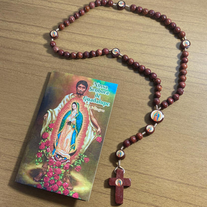 TERÇO DE MADEIRA NOSSA SENHORA DE GUADALUPE 7 MEDALHAS 08MM (3 UNIDADES)
