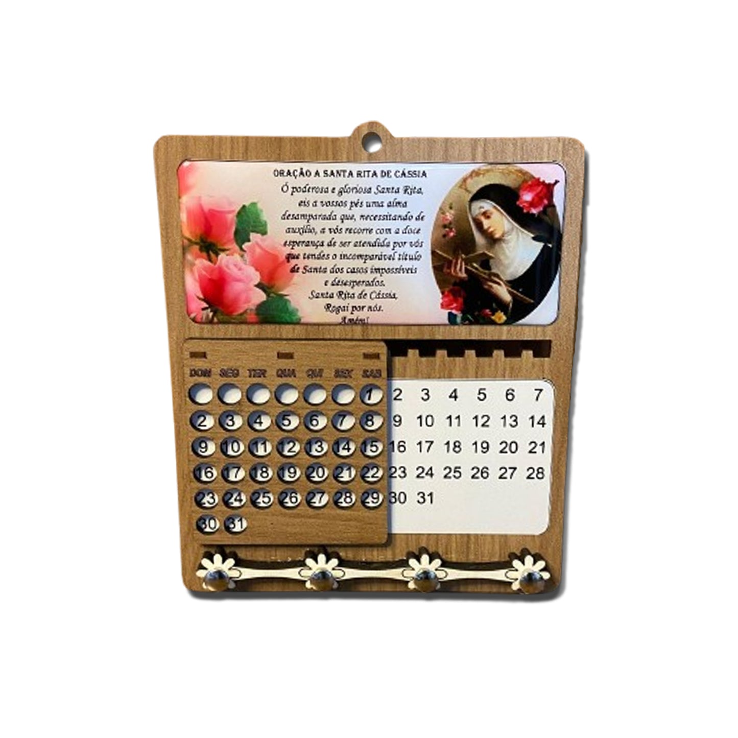 CALENDÁRIO INFINITO SANTA RITA 18,5X15,5CM (1 UNIDADE)