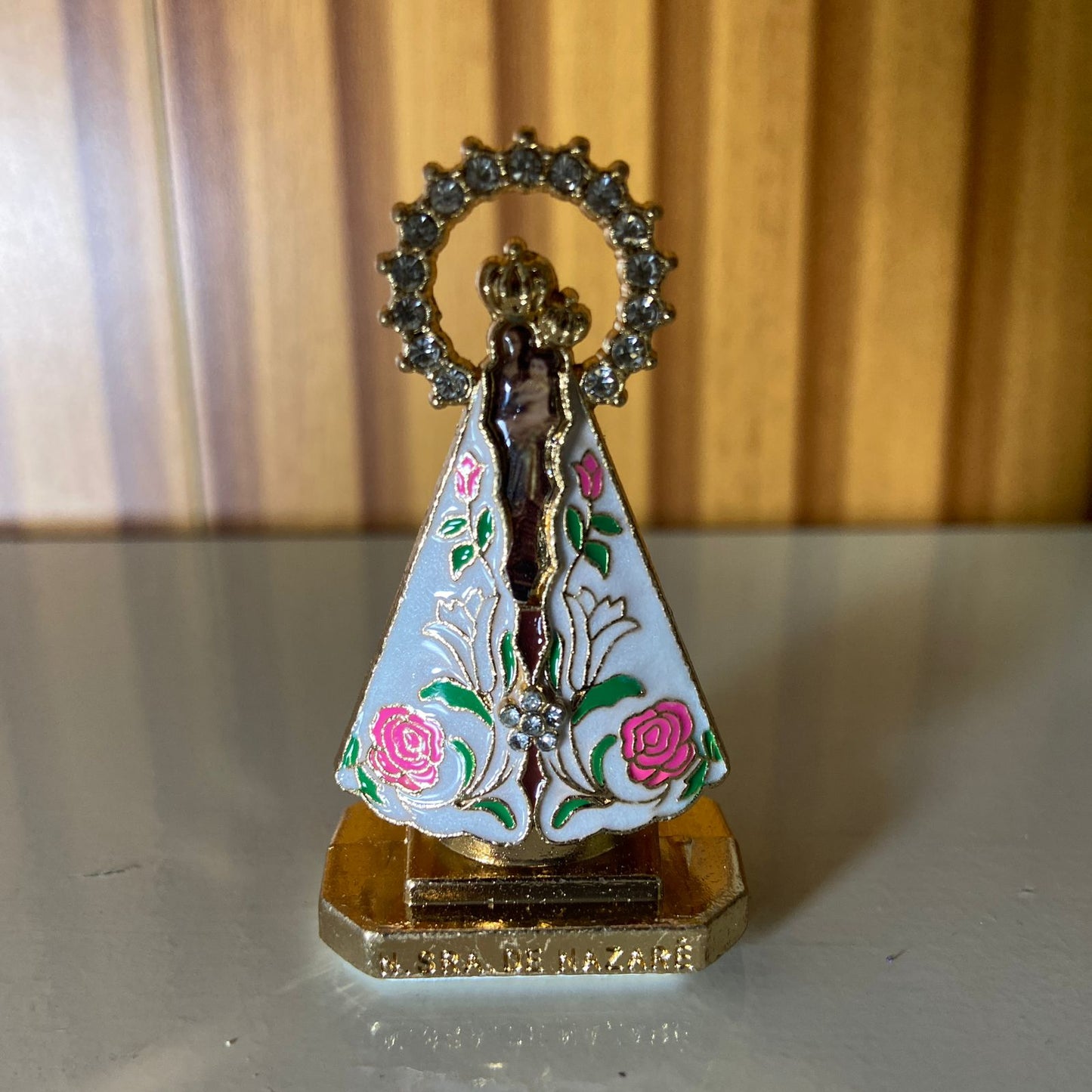 IMAGEM DE NOSSA SENHORA DE NAZARÉ PARA CARRO COM STRASS  (12 UNIDADES)