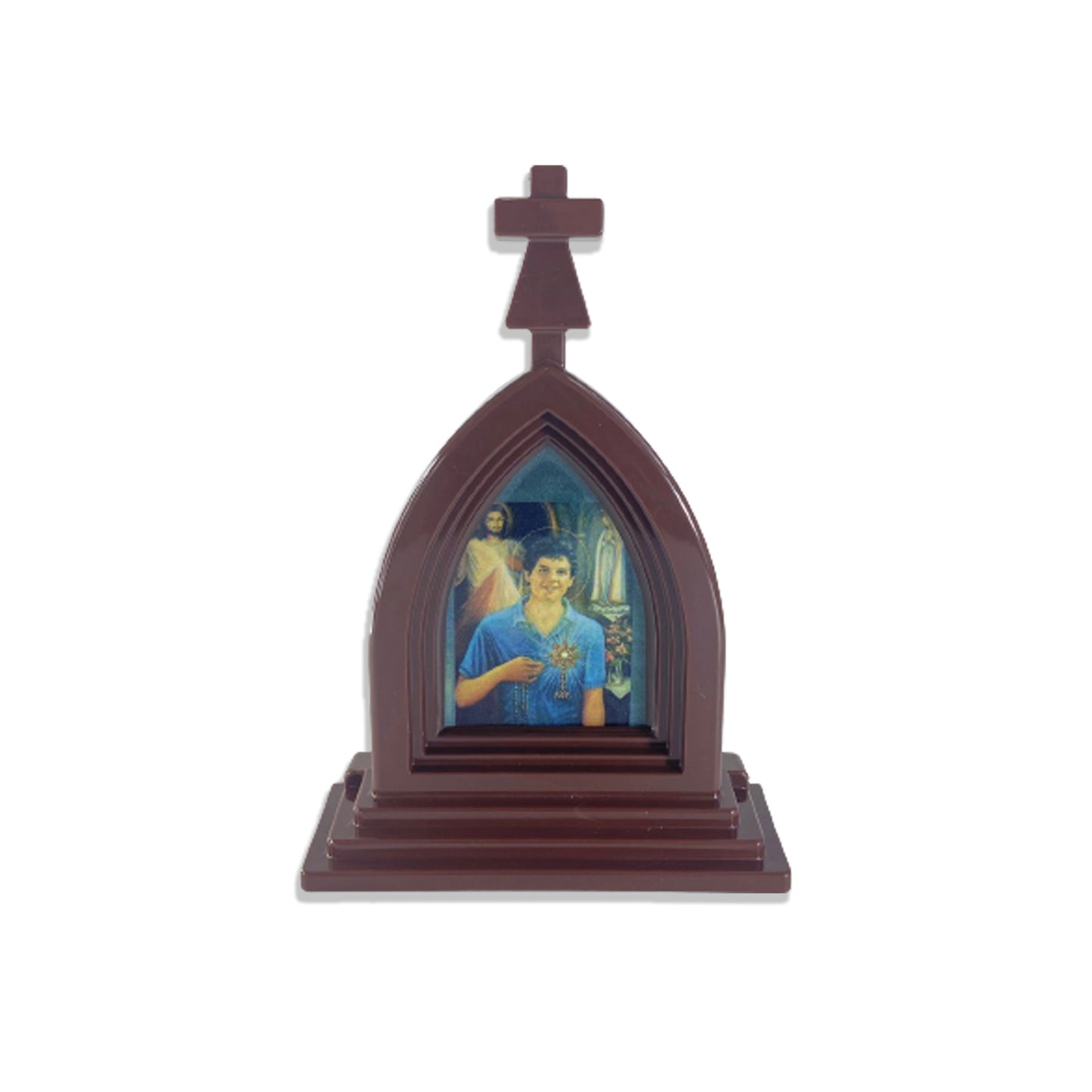 CAPELA ACRÍLICA G SÃO CARLO ACUTIS MARROM 18X12 CM (1 UNIDADE)