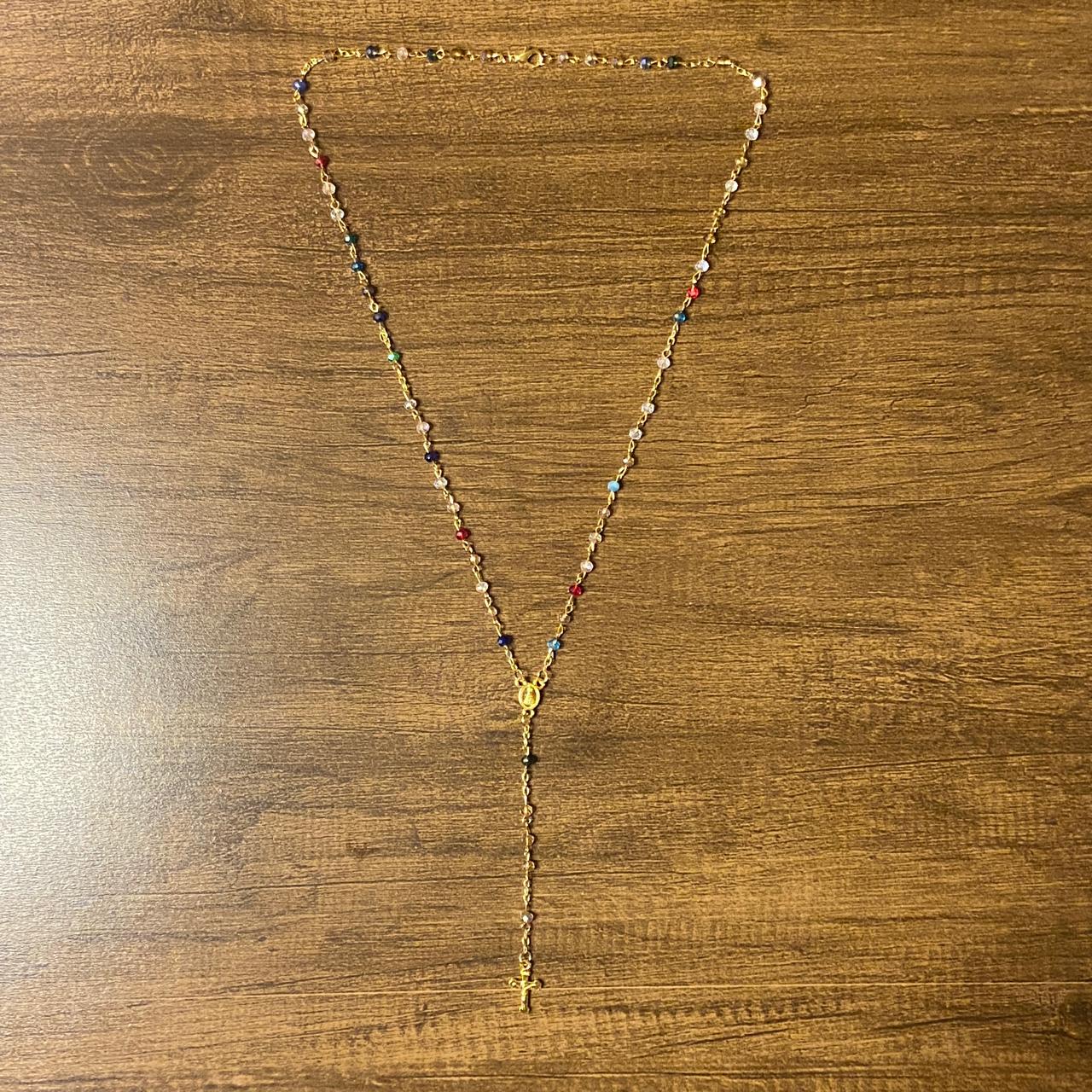 TERÇO CRISTAL NA GARRAFA NOSSA SENHORA APARECIDA CORES SORTIDAS 4MM (12 UNIDADES)