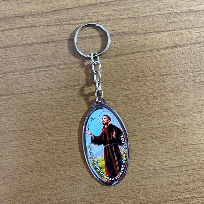 CHAVEIRO METAL OVAL RESINADO SÃO FRANCISCO DE ASSIS (6 UNIDADES)