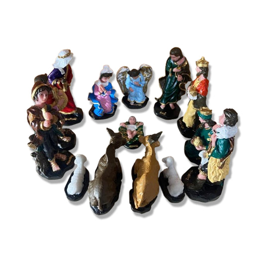 PRESÉPIO DE RESINA NACIONAL 14 PEÇAS - 13CM (CONJUNTO)