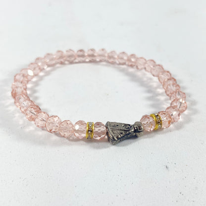 PULSEIRA CRISTAL NOSSA SENHORA APARECIDA ROSA (6 UNIDADES)