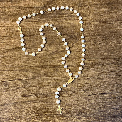 TERÇO CRISTAL NOSSA SENHORA APARECIDA BEGE 06MM  (3 UNIDADES)