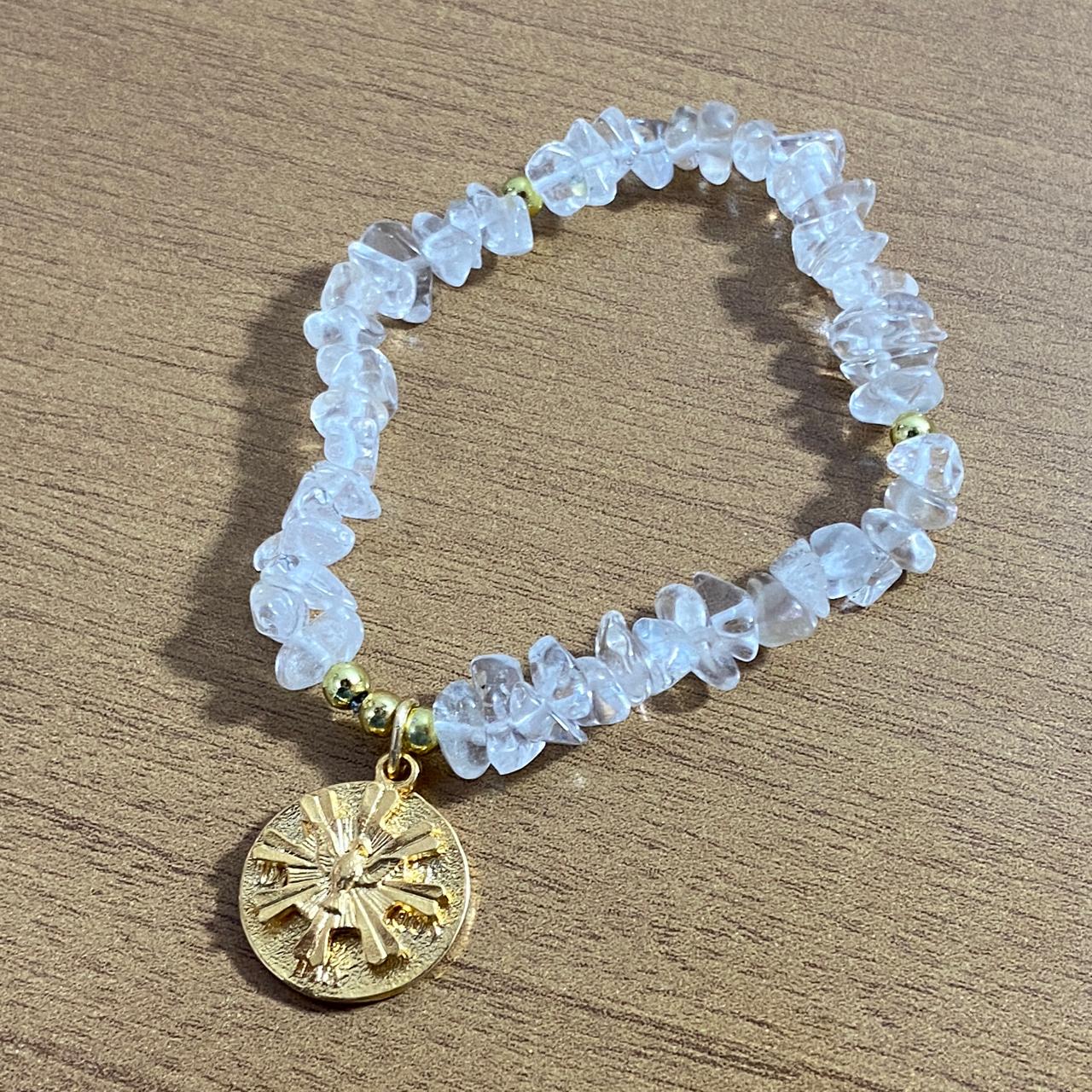 PULSEIRA CRISTAL NOSSA SENHORA  DESATADORA DOS NÓS E DIVINO ESPÍRITO SANTO  ( 1 UNIDADE)