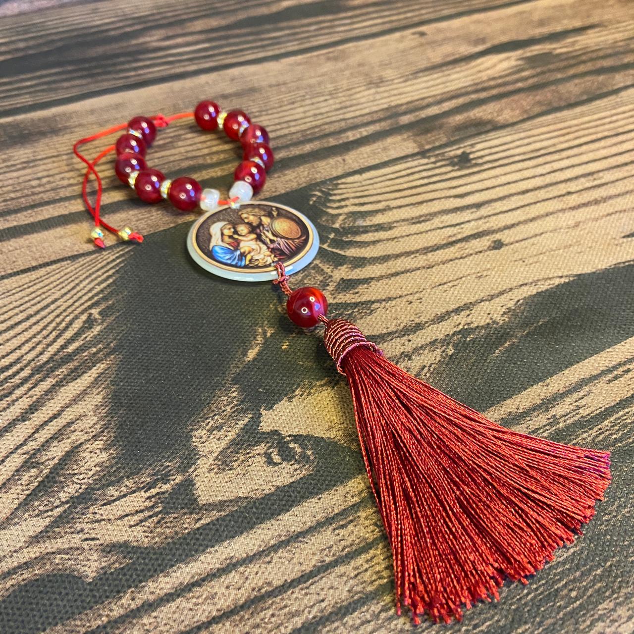 DEZENA PEDRARIAS MEDALHÃO DE RESINADO  SAGRADA FAMÍLIA  17MM (1 UNIDADE)