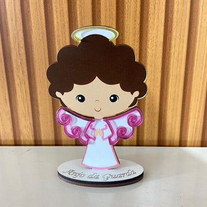 IMAGEM MDF INFANTIL COM ACRÍLICO ANJINHO DA GUARDA ROSA 12,5CM (1 UNIDADE)