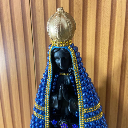 IMAGEM DE GESSO NOSSA SENHORA APARECIDA PÉROLA AZUL 30CM (1 UNIDADE)