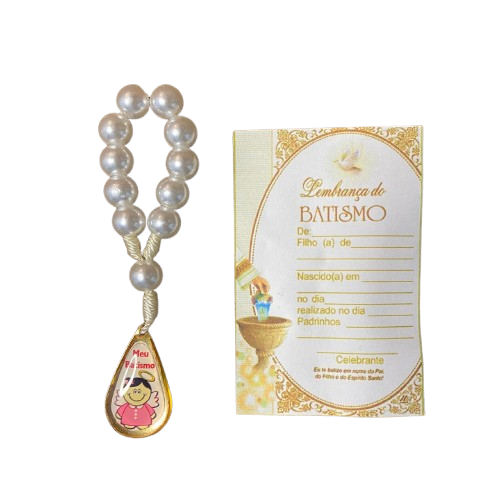 DEZENA DE DEDO PEROLA GOTA LEMBRANÇA BATISMO ROSA 6MM (6 UNIDADES)