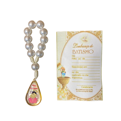 DEZENA DE DEDO PEROLA GOTA LEMBRANÇA BATISMO ROSA 6MM (6 UNIDADES)