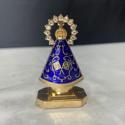 IMAGEM NOSSA SENHORA APARECIDA MARROM PARA CARRO COM STRASS (12 UNIDADES)