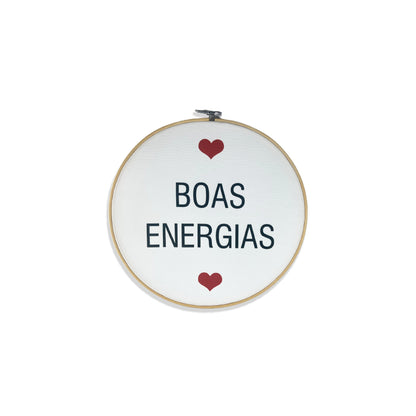 QUADRO DE TECIDO COM MOLDURA DE BAMBU BOAS ENERGIAS (1 UNIDADE)