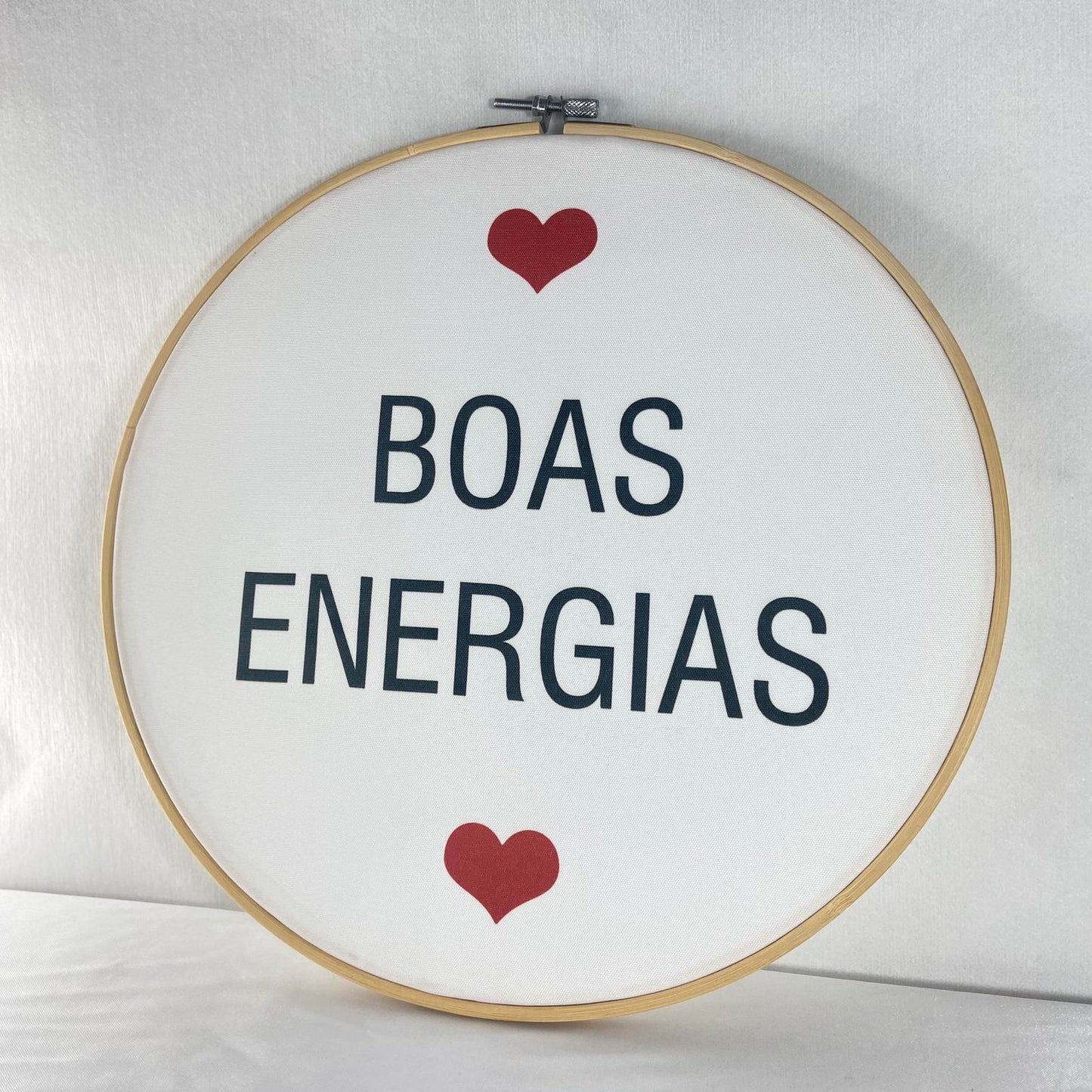 QUADRO DE TECIDO COM MOLDURA DE BAMBU BOAS ENERGIAS (1 UNIDADE)