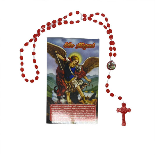 TERÇO ACRÍLICO RESINADO SÃO MIGUEL VERMELHO 6MM (3 UNIDADES)