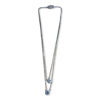 CONJUNTO COLARES PRATEADO NOSSA SENHORA APARECIDA E CRUZ COM STRASS   (1 UNIDADE)