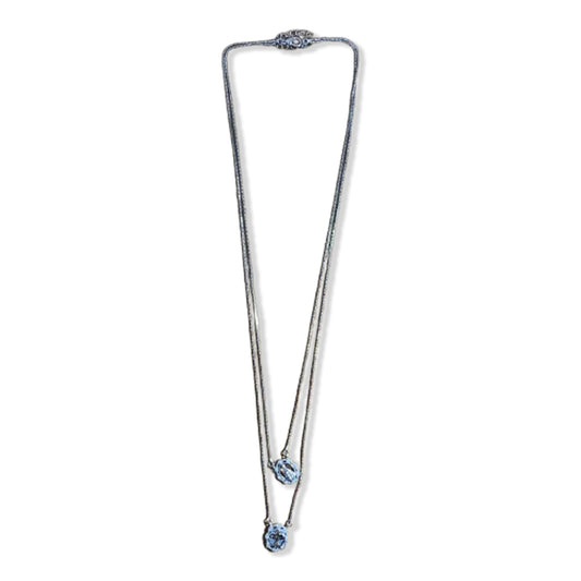 CONJUNTO COLARES PRATEADO NOSSA SENHORA APARECIDA E CRUZ COM STRASS   (1 UNIDADE)
