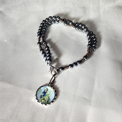 TERÇO PULSEIRA HEMATITA SANTA LUZIA 4MM (6 UNIDADES)