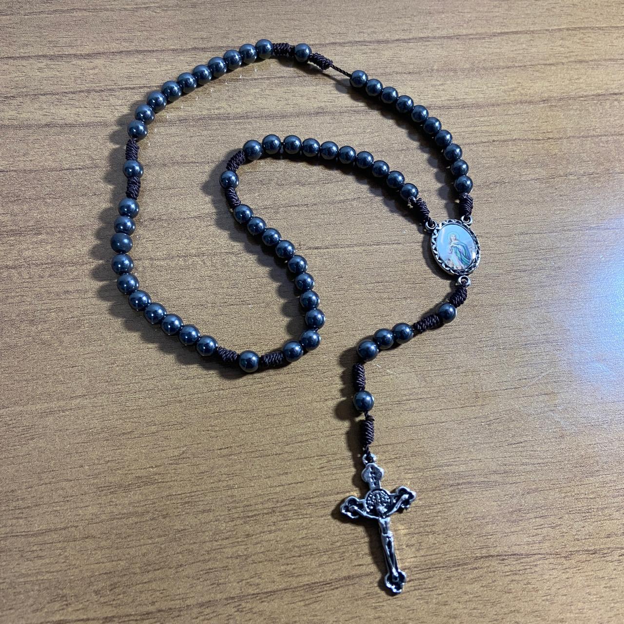 TERÇO DE HEMATITA NOSSA SENHORA DA IMACULADA CONCEIÇÃO 6MM (3 UNIDADES)