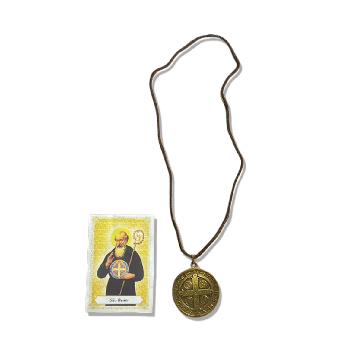 CORDÃO COM MEDALHA SÃO BENTO OURO VELHO  (1 UNIDADES)