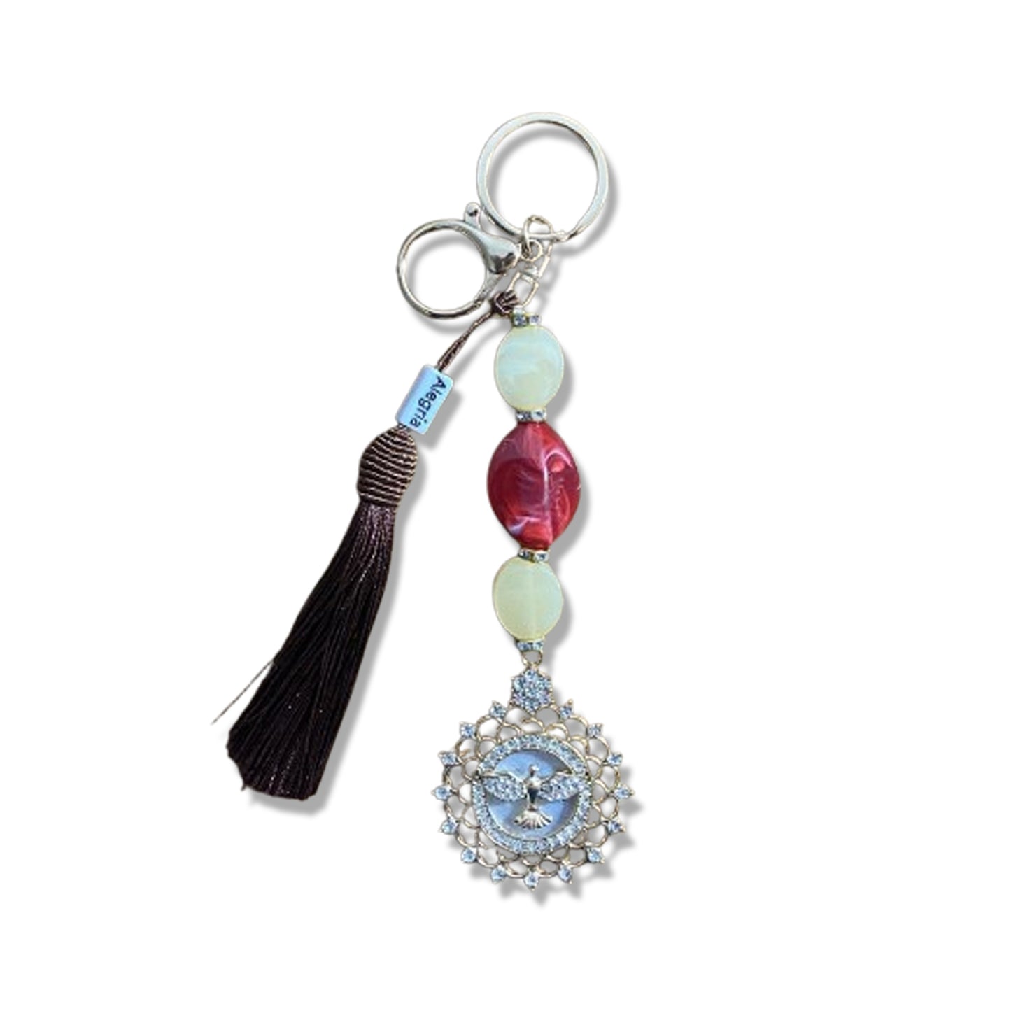 CHAVEIRO DE PEDRARIAS DIVINO ESPÍRITO SANTO COM STRASS MOD4 (1 UNIDADE)