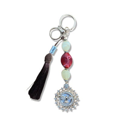 CHAVEIRO DE PEDRARIAS DIVINO ESPÍRITO SANTO COM STRASS MOD4 (1 UNIDADE)