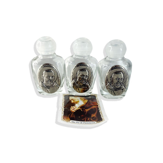 PORTA AGUA BENTA DE VIDRO SANTO PADRE PIO (3 UNIDADES)