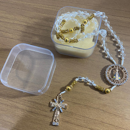 TERÇO DE NOIVA CRISTAL NOSSA SENHORA APARECIDA MOD7 10MM (1 UNIDADE)