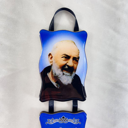 ADORNO DUPLO QUADRADO FITA SANTO PADRE PIO (1 UNIDADE)