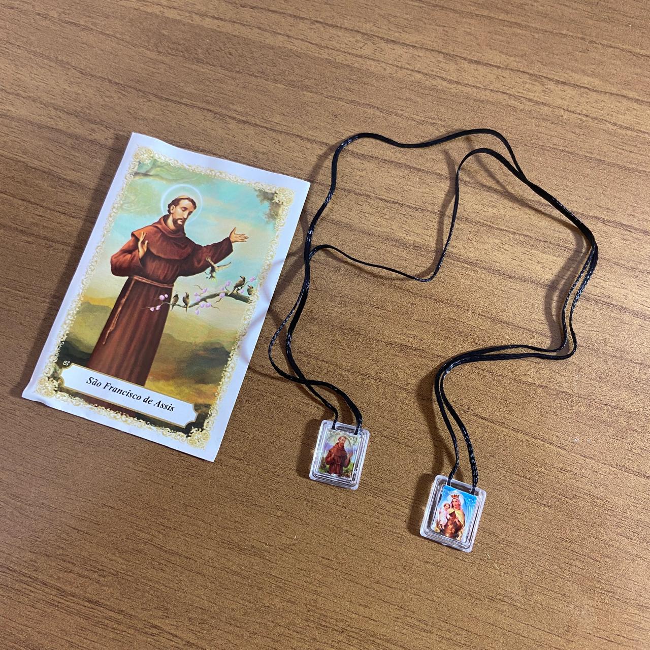 ESCAPULÁRIO CORDINHA NOSSA SENHORA DO CARMO E SÃO FRANCISCO  (12 UNIDADES)