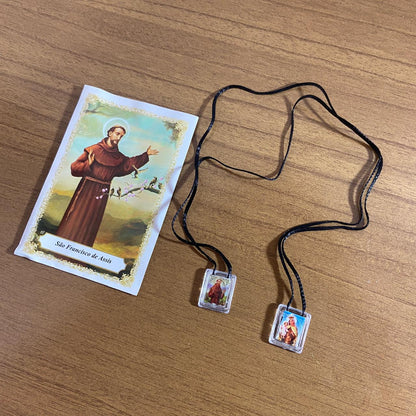 ESCAPULÁRIO CORDINHA NOSSA SENHORA DO CARMO E SÃO FRANCISCO  (12 UNIDADES)