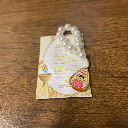 DEZENA DE DEDO PEROLA GOTA LEMBRANÇA BATISMO ROSA 6MM (6 UNIDADES)