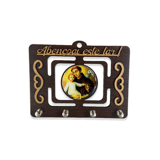 PORTA CHAVE VAZADO RESINADO SANTO ANTÔNIO 14CM (1 UNIDADE)